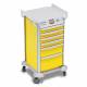 DETECTO 2022362 MobileCare Series Medical Cart - Yellow, Six 16.5" Wide Drawers with Electronic Individual Drawer Lock & Sensor, 125 kHz RFID, 2 Handrails