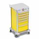 DETECTO 2022363 MobileCare Series Medical Cart - Yellow, Six 16.5" Wide Drawers with Electronic Individual Drawer Lock & Sensor, 125 kHz RFID, 1 Handrail