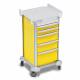 DETECTO 2022418 MobileCare Series Medical Cart - Yellow, Five 16.5" Wide Drawers with Key Lock, 2 Handrails