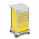 DETECTO 2022421 MobileCare Series Medical Cart - Yellow, Six 16.5" Wide Drawers with Key Lock, 1 Handrail