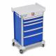 DETECTO 2022497 MobileCare Series Medical Cart - Blue, Five 23" Wide Drawers with Electronic Individual Drawer Lock & Sensor, 2 Handrails