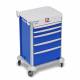 DETECTO 2022498 MobileCare Series Medical Cart - Blue, Five 23" Wide Drawers with Electronic Individual Drawer Lock & Sensor, 1 Handrail