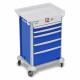 DETECTO 2022499 MobileCare Series Medical Cart - Blue, Five 23" Wide Drawers with Electronic Individual Drawer Lock & Sensor, 125 kHz RFID, 3 Handrails
