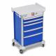 DETECTO 2022500 MobileCare Series Medical Cart - Blue, Five 23" Wide Drawers with Electronic Individual Drawer Lock & Sensor, 125 kHz RFID, 2 Handrails