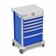 DETECTO 2022509 MobileCare Series Medical Cart - Blue, Six 23" Wide Drawers with Electronic Individual Drawer Lock & Sensor, 1 Handrail