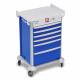 DETECTO 2022511 MobileCare Series Medical Cart - Blue, Six 23" Wide Drawers with Electronic Individual Drawer Lock & Sensor, 125 kHz RFID, 2 Handrails