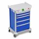 DETECTO 2022567 MobileCare Series Medical Cart - Blue, Five 23" Wide Drawers with Quick Release Lock, 2 Handrails
