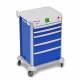 DETECTO 2022568 MobileCare Series Medical Cart - Blue, Five 23" Wide Drawers with Quick Release Lock, 1 Handrail
