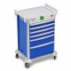 DETECTO 2022569 MobileCare Series Medical Cart - Blue, Six 23" Wide Drawers with Quick Release Lock, 2 Handrails
