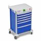 DETECTO 2022570 MobileCare Series Medical Cart - Blue, Six 23" Wide Drawers with Quick Release Lock, 1 Handrail