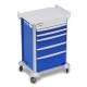 DETECTO 20225712 MobileCare Series Medical Cart - Blue, Five 23" Wide Drawers with Key Lock, 2 Handrails
