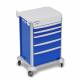 DETECTO 2022572 MobileCare Series Medical Cart - Blue, Five 23" Wide Drawers with Key Lock, 1 Handrail