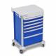 DETECTO 2022574 MobileCare Series Medical Cart - Blue, Six 23" Wide Drawers with Key Lock, 1 Handrail