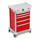DETECTO 2022645 MobileCare Series Medical Cart - Red, Five 23" Wide Drawers with Quick Release Lock, 2 Handrails