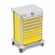 DETECTO 2022665 MobileCare Series Medical Cart - Yellow, Six 23" Wide Drawers with Electronic Individual Drawer Lock & Sensor, 1 Handrail