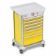 DETECTO 2022666 MobileCare Series Medical Cart - Yellow, Six 23" Wide Drawers with Electronic Individual Drawer Lock & Sensor, 125 kHz RFID, 3 Handrails