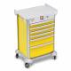 DETECTO 2022667 MobileCare Series Medical Cart - Yellow, Six 23" Wide Drawers with Electronic Individual Drawer Lock & Sensor, 125 kHz RFID, 2 Handrails