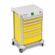 DETECTO 2022724 MobileCare Series Medical Cart - Yellow, Five 23" Wide Drawers with Quick Release Lock, 1 Handrail