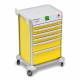 DETECTO 2022726 MobileCare Series Medical Cart - Yellow, Six 23" Wide Drawers with Quick Release Lock, 1 Handrail