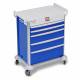 DETECTO 2022809 MobileCare Series Medical Cart - Blue, Five 29" Wide Drawers with Electronic Individual Drawer Lock & Sensor, 2 Handrails