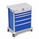 DETECTO 2022810 MobileCare Series Medical Cart - Blue, Five 29" Wide Drawers with Electronic Individual Drawer Lock & Sensor, 1 Handrail