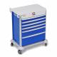 DETECTO 2022821 MobileCare Series Medical Cart - Blue, Six 29" Wide Drawers with Electronic Individual Drawer Lock & Sensor, 1 Handrail
