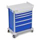 DETECTO 2022883 MobileCare Series Medical Cart - Blue, Five 29" Wide Drawers with Key Lock, 2 Handrails