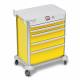 DETECTO 2022969 MobileCare Series Medical Cart - Yellow, Five 29" Wide Drawers with Electronic Individual Drawer Lock & Sensor, 125 kHz RFID, 1 Handrail