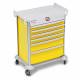 DETECTO 2022976 MobileCare Series Medical Cart - Yellow, Six 29" Wide Drawers with Electronic Individual Drawer Lock & Sensor, 2 Handrails