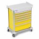 DETECTO 2023041 MobileCare Series Medical Cart - Yellow, Six 29" Wide Drawers with Key Lock, 2 Handrails