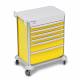 DETECTO 2023042 MobileCare Series Medical Cart - Yellow, Six 29" Wide Drawers with Key Lock, 1 Handrail