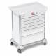 DETECTO 2023056 MobileCare Series Medical Cart - White, Six 29" Wide Drawers with Electronic Individual Drawer Lock & Sensor, 125 kHz RFID, 3 Handrails