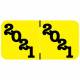 2021 Year Labels - Jeter Compatible - Size 3/4" H x 1 1/2" W - Yellow Label