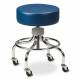 Clinton Chrome Base Stool With Round Foot Ring & 2" Rubber Wheel Ball Bearing Casters