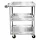 Blickman 2427534000 Light Duty Utility Cart Model 7534SS-GR - Three Shelves, Guardrail On Middle and Bottom Shelf