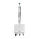 Globe Scientific 3364-20 Diamond™ PosiStop™ 8-Channel Pipettor with Adjustable Volume - 2-20 uL, Red Plunger