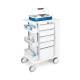 OmniMed 351004 Phlebotomy Cart with 5 Drawers and E-Lock, Left Side View - with Items (The Items are Not Included)