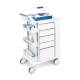 OmniMed 351009 Ergo Phlebotomy Cart with 5 Drawers and Key Lock, Side View - With Items (The Items are Not Included)