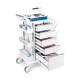 OmniMed 351010 Ergo Phlebotomy Cart with 5 Drawers and E-Lock, Side View - With Items and Drawers Open (The Items are Not Included)