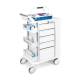 OmniMed 351010 Ergo Phlebotomy Cart with 5 Drawers and E-Lock, Side View - With Items (The Items are Not Included)