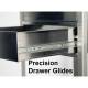 Drawers slide smoothly with precision drawer glides.