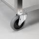 All swivel casters (3.5" diameter) allow for smooth and quiet maneuverability in tight spaces.