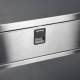 Stainless steel drawers provide ample storage space for medical supplies.