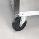 All swivel casters (4" diameter) allow for smooth and quiet maneuverability in tight spaces.