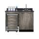 Clinton 58048L Fashion Finish 48" Wide Cart-Mate Cabinet with Left Side 4-Drawer Cart in Metropolis Gray Color and Graphite Talc Countertop (Sundry Jars, Sink, and Faucet Sold Separately; Organizer Holder and Scissors NOT Included)