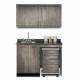 Clinton 58048R Fashion Finish 48" Wide Cart-Mate Cabinet with Right Side 4-Drawer Cart in Metropolis Gray and Black Alicante Countertop. NOTE: Supplies, Optional Sink Model 022 and 48" Wide Wall Cabinet Model 8348 are NOT included.