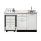 Clinton 58060L Fashion Finish 60" Wide Cart-Mate Cabinet with Left Side 4-Drawer Cart in Arctic White Color and Classic Marble Countertop (Sundry Jars, Sink, and Faucet Sold Separately; Organizer Holder and Scissors NOT Included)