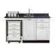 Clinton 58060ML Fashion Finish 60" Wide Cart-Mate Cabinet with Left Side 4-Drawer Cart, Middle Single Door in Arctic White Color and Graphite Talc Countertop (Sundry Jars, Sink, and Faucet Sold Separately; Organizer Holder and Scissors NOT Included)