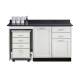 Clinton 58060ML Fashion Finish 60" Wide Cart-Mate Cabinet with Left Side 4-Drawer Cart, Middle Single Door in Arctic White Color and Graphite Talc Countertop (Sundry Jar Sold Separately; Organizer Holder and Scissors NOT Included)