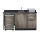 Clinton 58066ML Fashion Finish 66" Wide Cart-Mate Cabinet with Left Side 4-Drawer Cart, Middle Double Doors in Metropolis Gray Color and Graphite Talc Countertop (Sundry Jars, Sink, and Faucet Sold Separately; Organizer Holder and Scissors NOT Included)